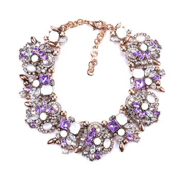 43 + 7 cm 85g Wholesale Cheap Fashion Crystal Bead Choker Statement Necklace