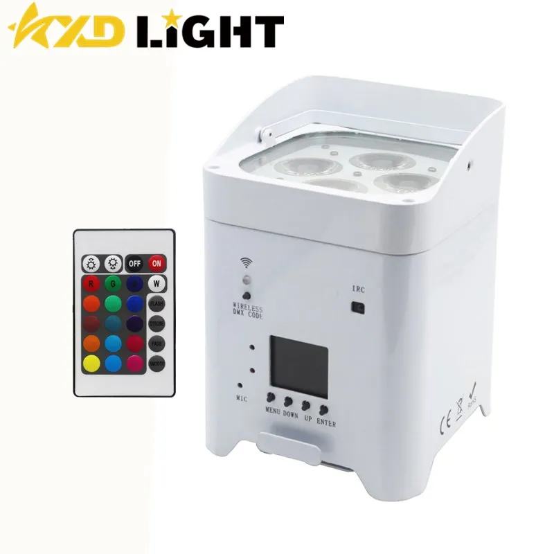 Wireless DMX Par Light with Battery Operated 4x18w RGBWA UV 6in1 Square Case Wall Washer Wedding Uplighter LED Par Disco Lights