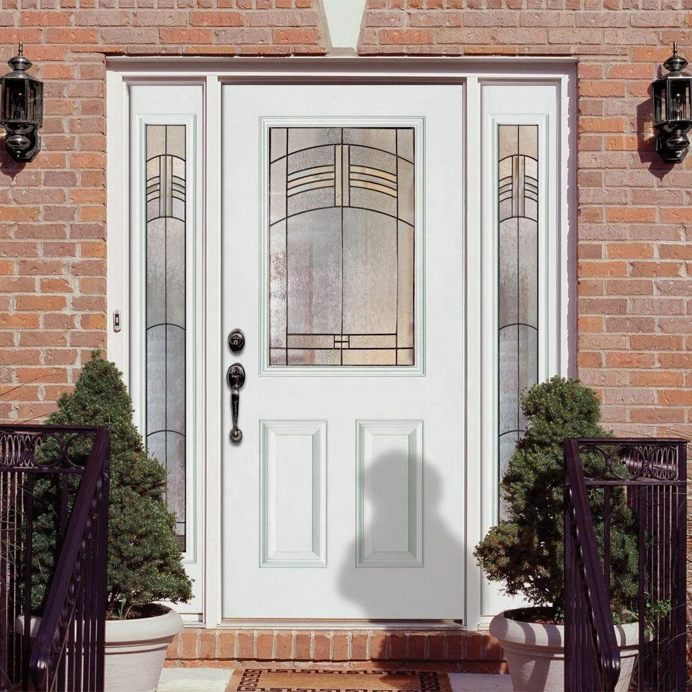 Contemporary Mobile home doors insulated fiberglass Prehung entry doors with sidelights details