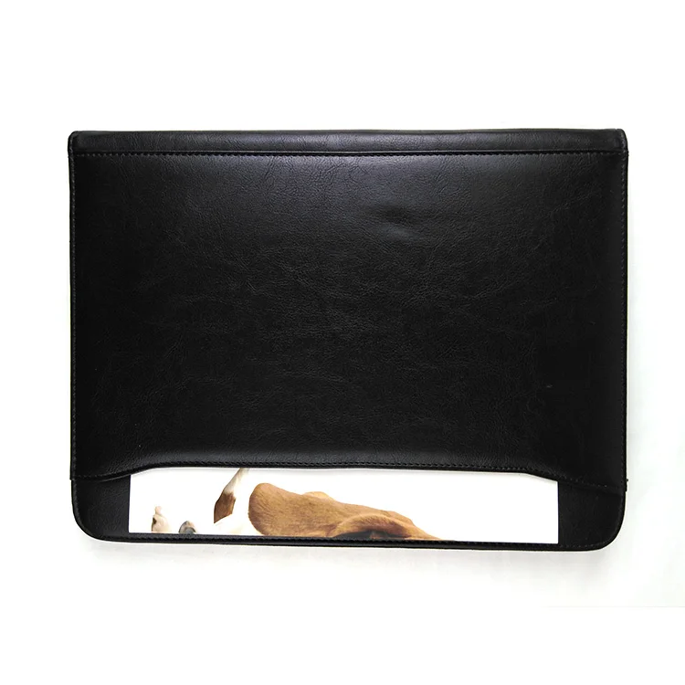 Office Conference Custom Size Embossing Presentation File Paper Folder Portfolio logo Document File Bag Zipper Closer PU Leather