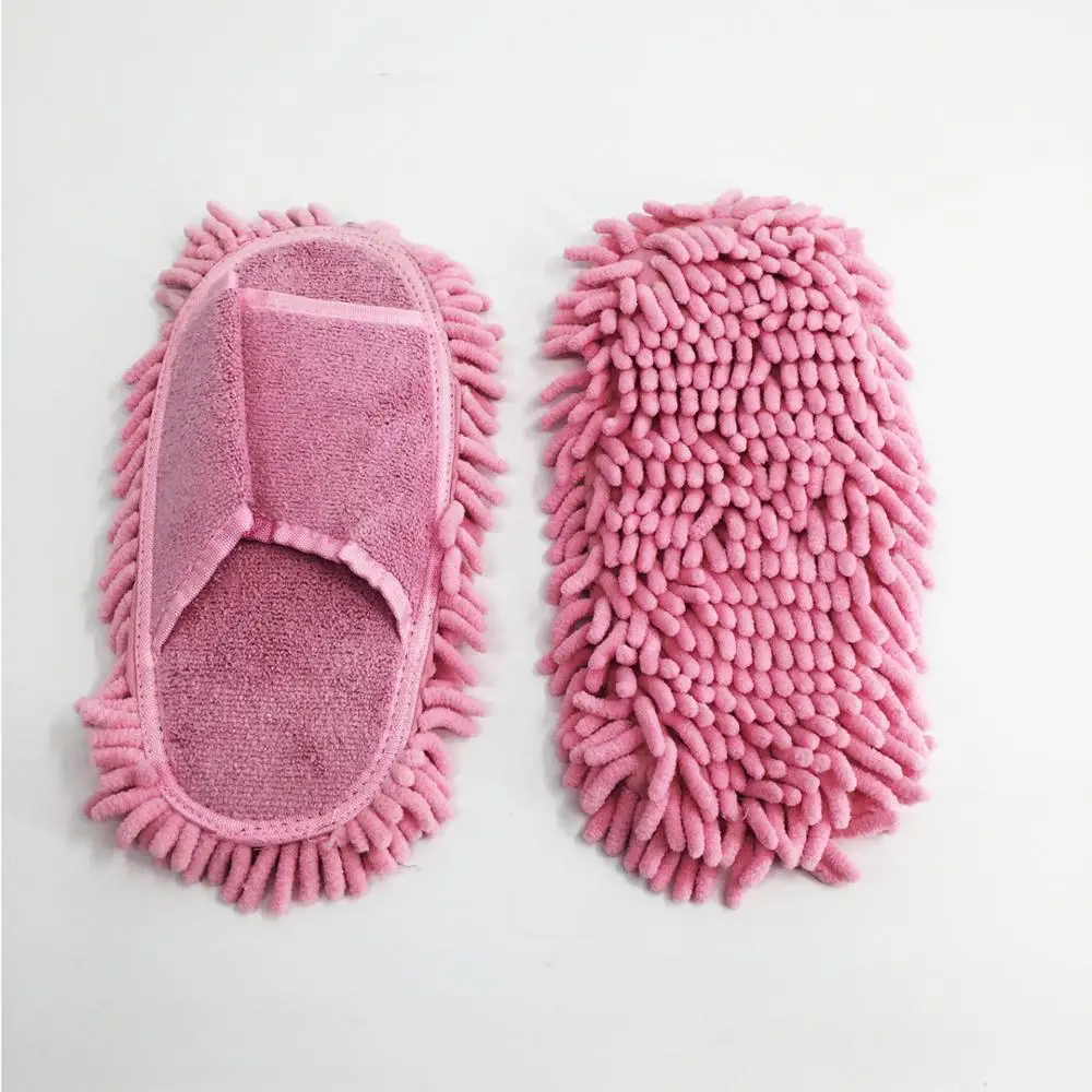 2 Pack Slipper Genie Microfiber Pair House Floor Polishing Dusting Cleaning Foot Socks Shoes Mop Slippers Pink 