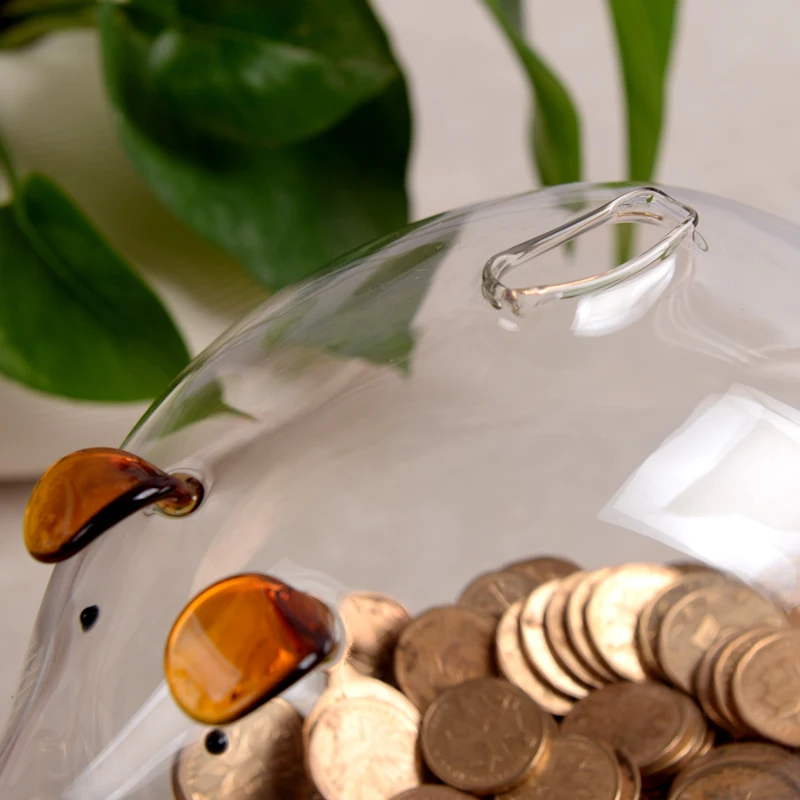 Cute Design Transparent Piggy Bank Piggy Money Saving Boxes Bank Glass Clear Transparent Piggy Bank