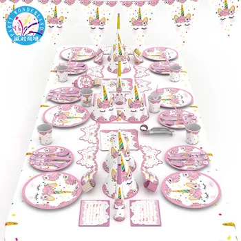 Kids gold unicornio party sets new years eve unicorn party supplies