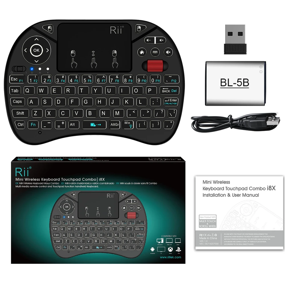 Touchpad Mouse Combo with Scroll Wheel Wireless Keyboard Rii X8