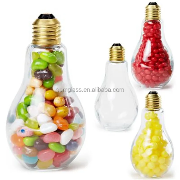 Glass Light Bulb Shape Candy Jar with Lid