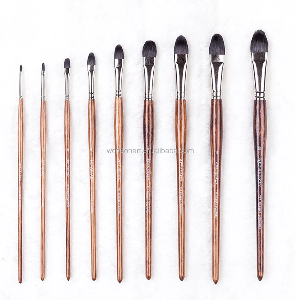 High Quality Artist 737FB Oval Head Squirrel Hair Wooden Handle Brush Pen for Art Supplies Watercolor Acrylic Paint