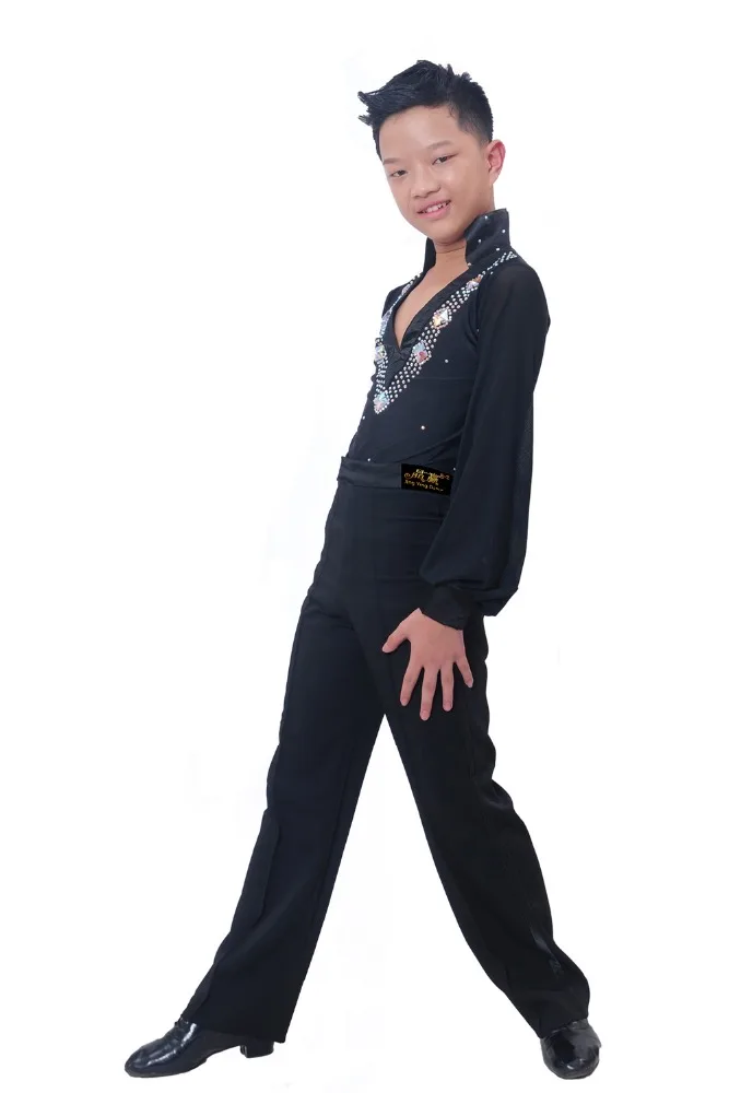 Justaucorps De Danse Enfant Garçon - Manches Longues Avec Strass - Pour Classique, Jazz, Salsa - Tailles 5 à 16 Ans