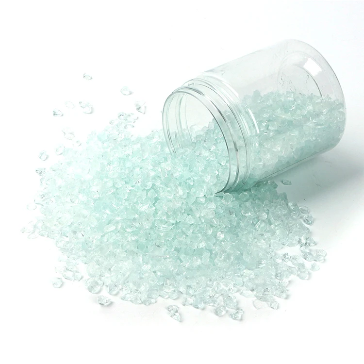 Камни из дробленого стекла зеленого цвета с высоким блеском для огня, камина, патио, садового декора