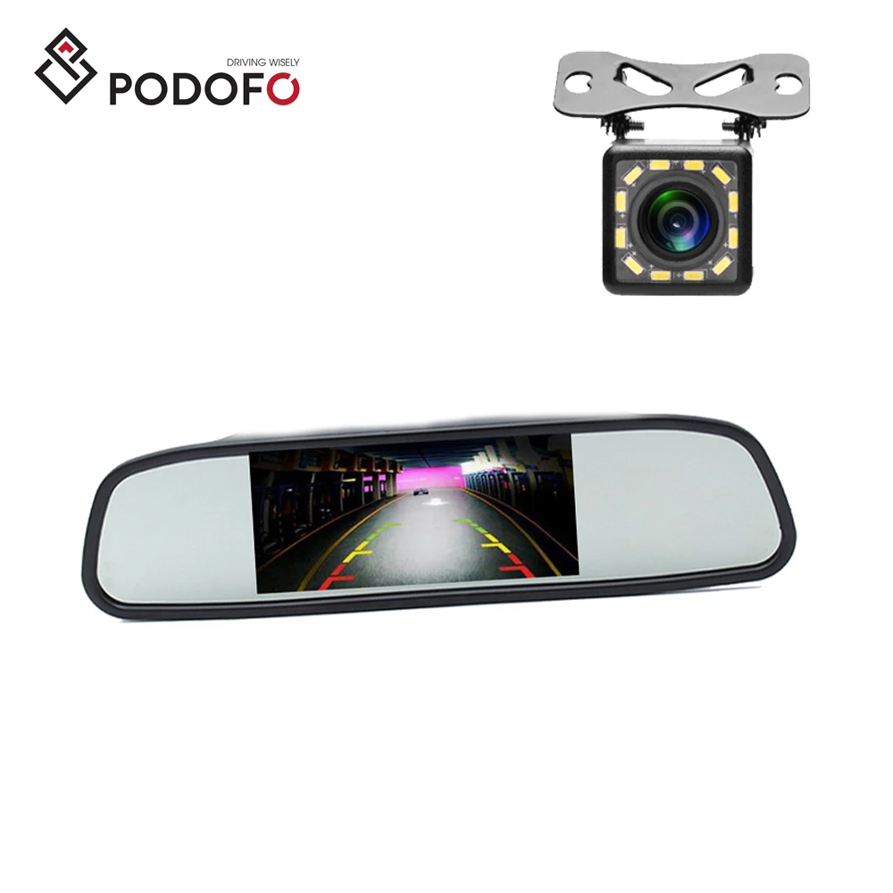 Auto Car Reverse Parking Camera Rearview Mirror 4.3" Color LCD Display Monitor 