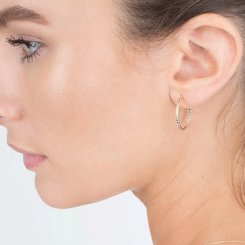 Fashion rainbow Jewellery Gold Hoop Large Rainbow Hoop Earrings Design