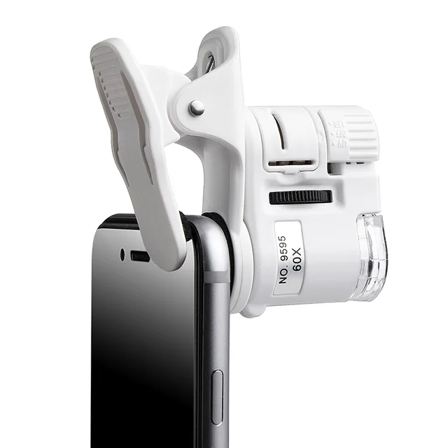 Zoom 65X teléfono microscopio óptico de Clip En Lente De Cámara Con Luces Led Para Teléfono