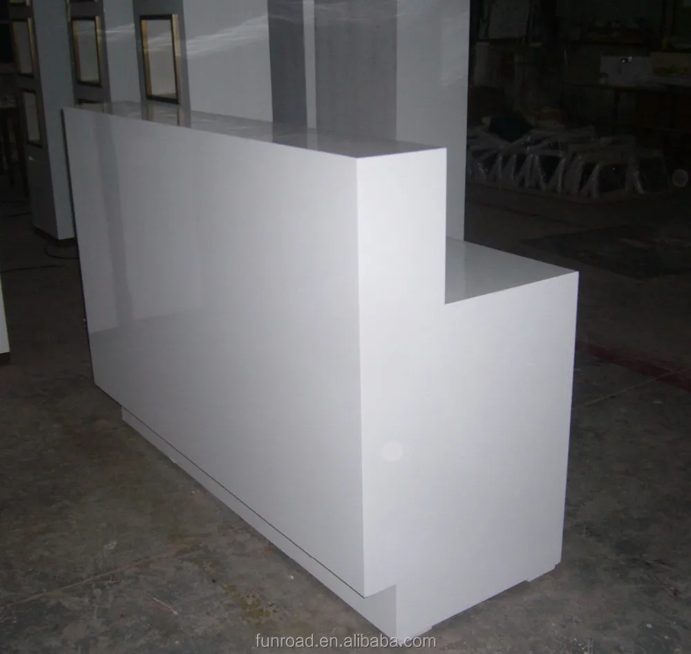 Factory Customized White Gloss Painted MDF Shop Cash Counter and Checkout Counter