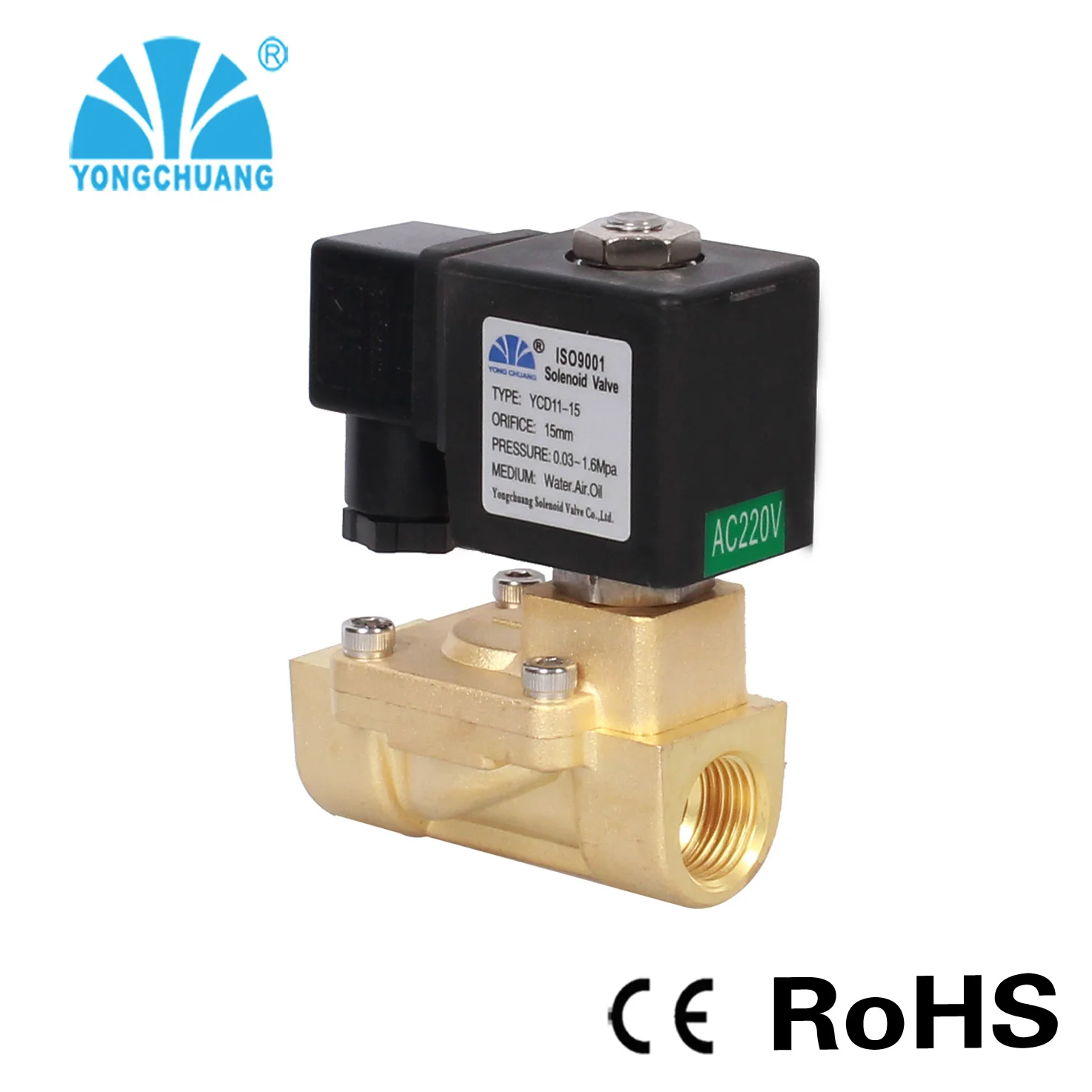YONGCHUANG  YCD11/21 pilot Oprated Diaphragm Brass Water Solenoid Valve 3/4 for Tap Water Irrigation