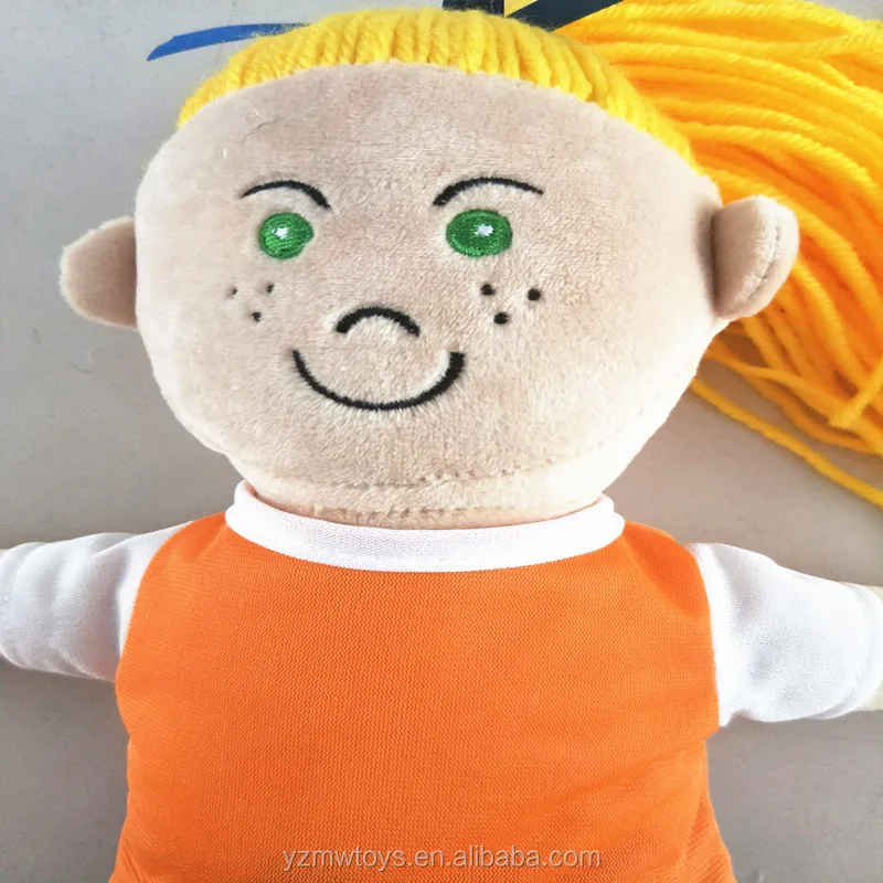 Custom 40cm Wool Braided Soft Plush Rag Doll Girl