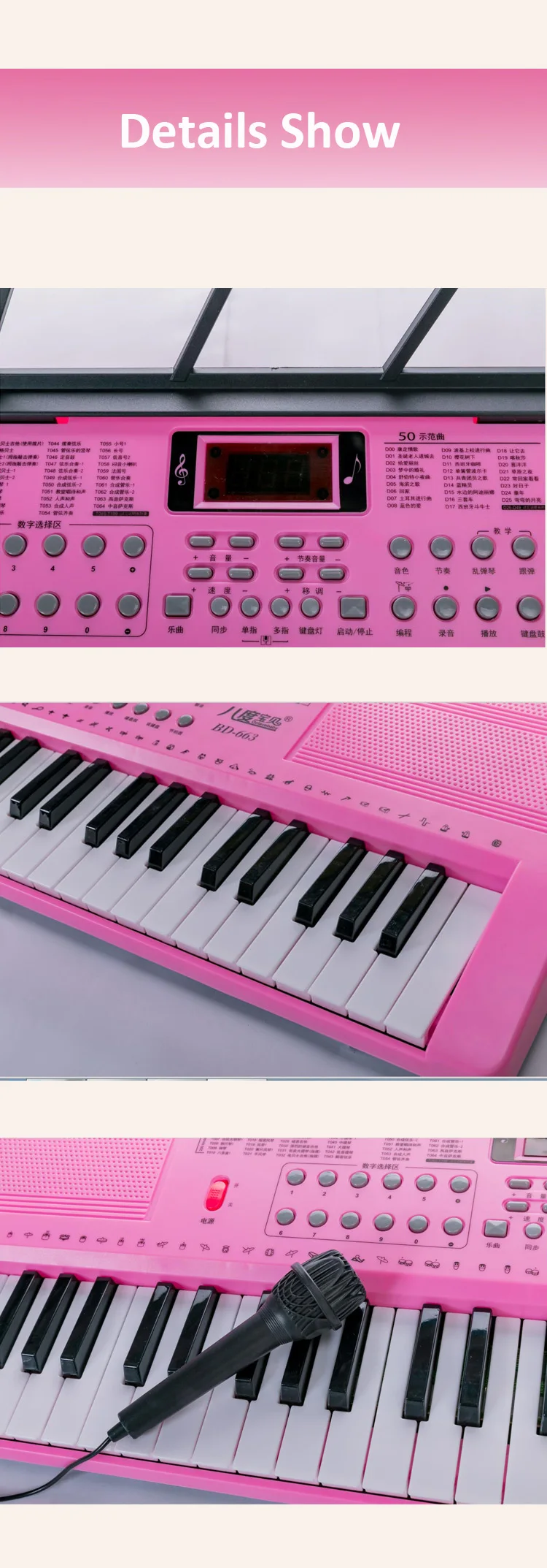 BD Music 61 Keys Keyboard Musical Keyboard Electronic Organ Toy Musical Instrument With Microphone For Sale supplier