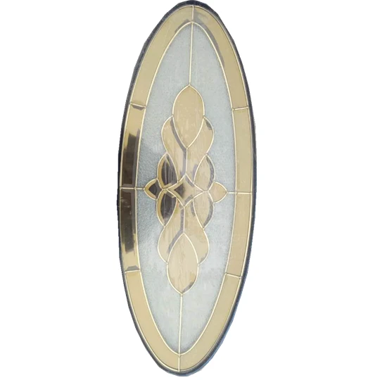 Oval shape front doors glass inserts Insulated Golden stained glass