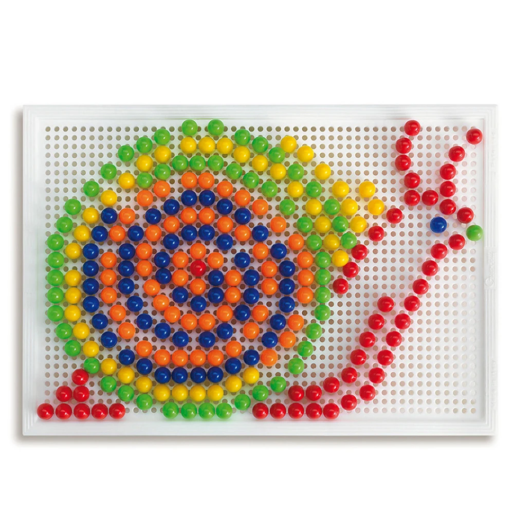 Jeu 296 Pcs Ongles Champignon Colorés Casse-Tête en Panneau Perforé Ensemble de Blocs de Construction Mosaïque 3D Kit de Jouets DIY pour Enfants