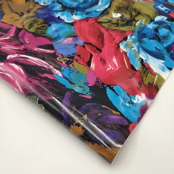 types of synthetic leather flower printed pvc synthetic leather for bag material