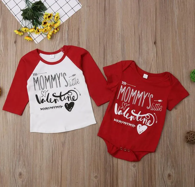 
 2019 съемки посвященной дню Святого Валентина для девочек, топы с буквенным принтом; Сезон лето-осень; Новинка; Футболка; Рубашки для девочек с рукавами-реглан с длинными рукавами ткань От 1 до 5 лет  