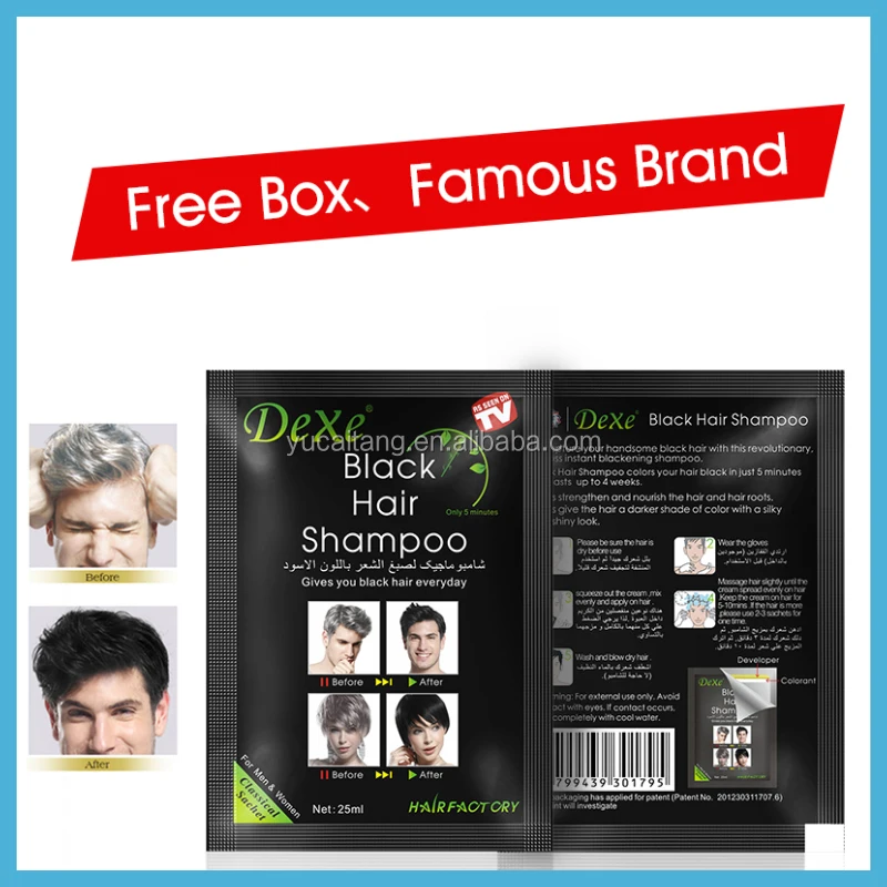 DEXE Sachet Packing Herbal Natural Noni Magic Black Hair Color Dye Shampoo Halal Original Factory Private Label OEM Customize