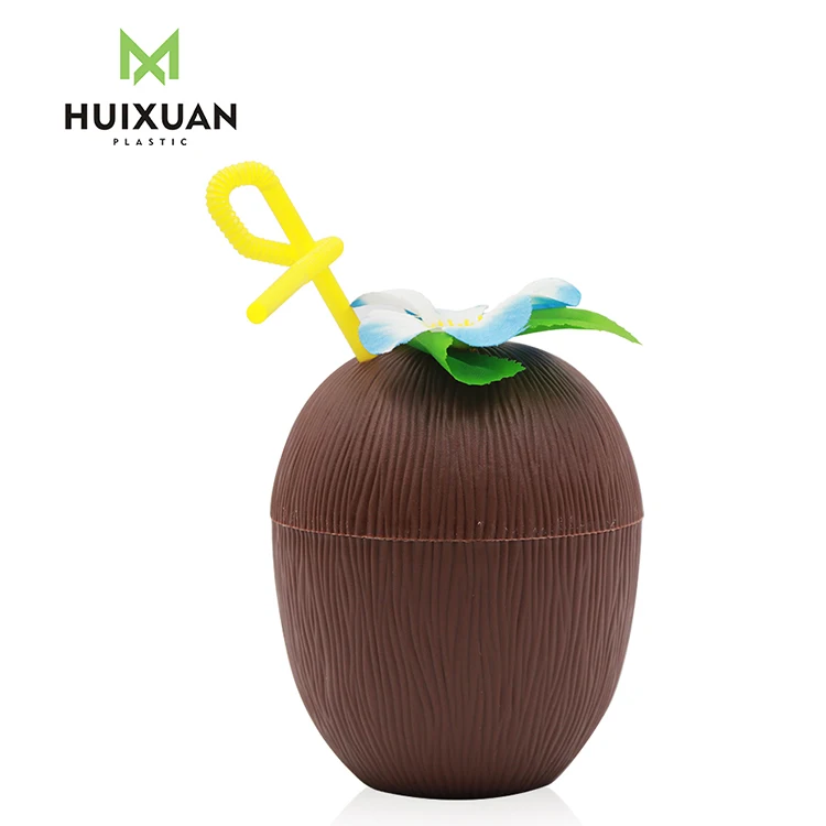 
 Пластиковая чашка в форме кокоса/пластиковая Кокосовая чашка с питьевой соломинкой  