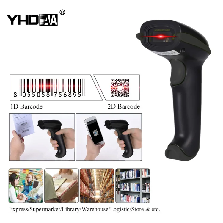 Retail Shop Handheld 2D Wired Barcode Scanner Logistic Supermarket Mobile Payment