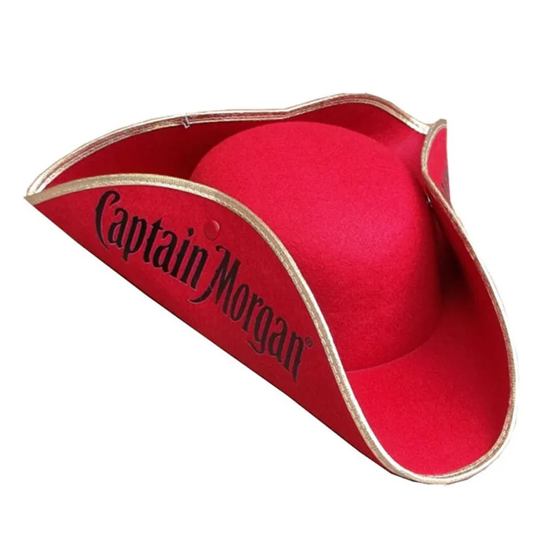 cliente ocupado antiguo Source Printing Logo Felt Red Captain Morgan Pirate Hat With Button on  m.alibaba.com