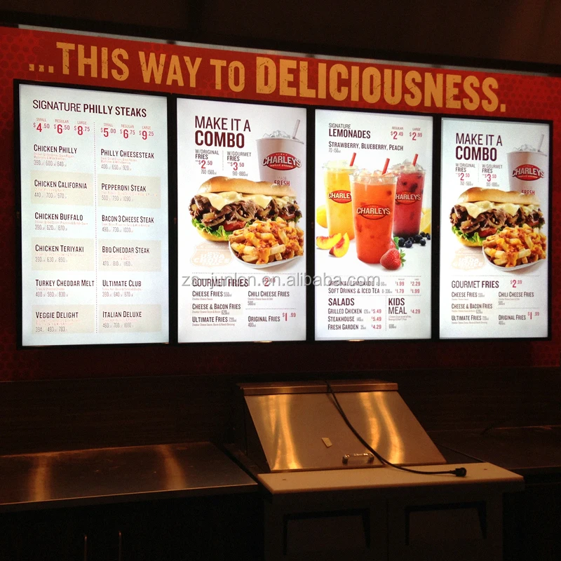 Kfc Fast Food Cafe Menu Board Display Illuminated Led Menu Backlit ...