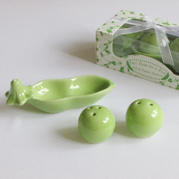 Two Peas in A Pod Ceramic Salt & Pepper Shakers (Set of 4)