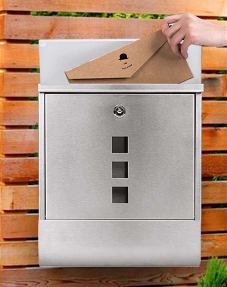 Stainless Steel Mailboxes With Sturdy Key Lock,Wall Mounted Waterproof