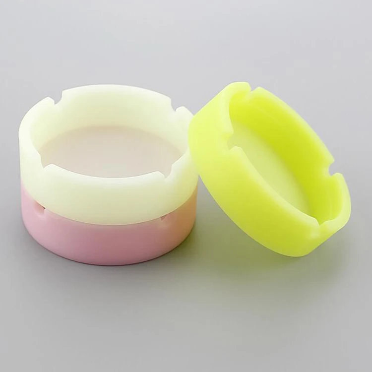 Factory Custom Printed Cheap  Glow in the Dark Silicone Round Ashtray