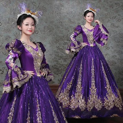 Details about   Womens Purple Vintage Medieval Renaissance Queen Princess Fancy Dress Costume 