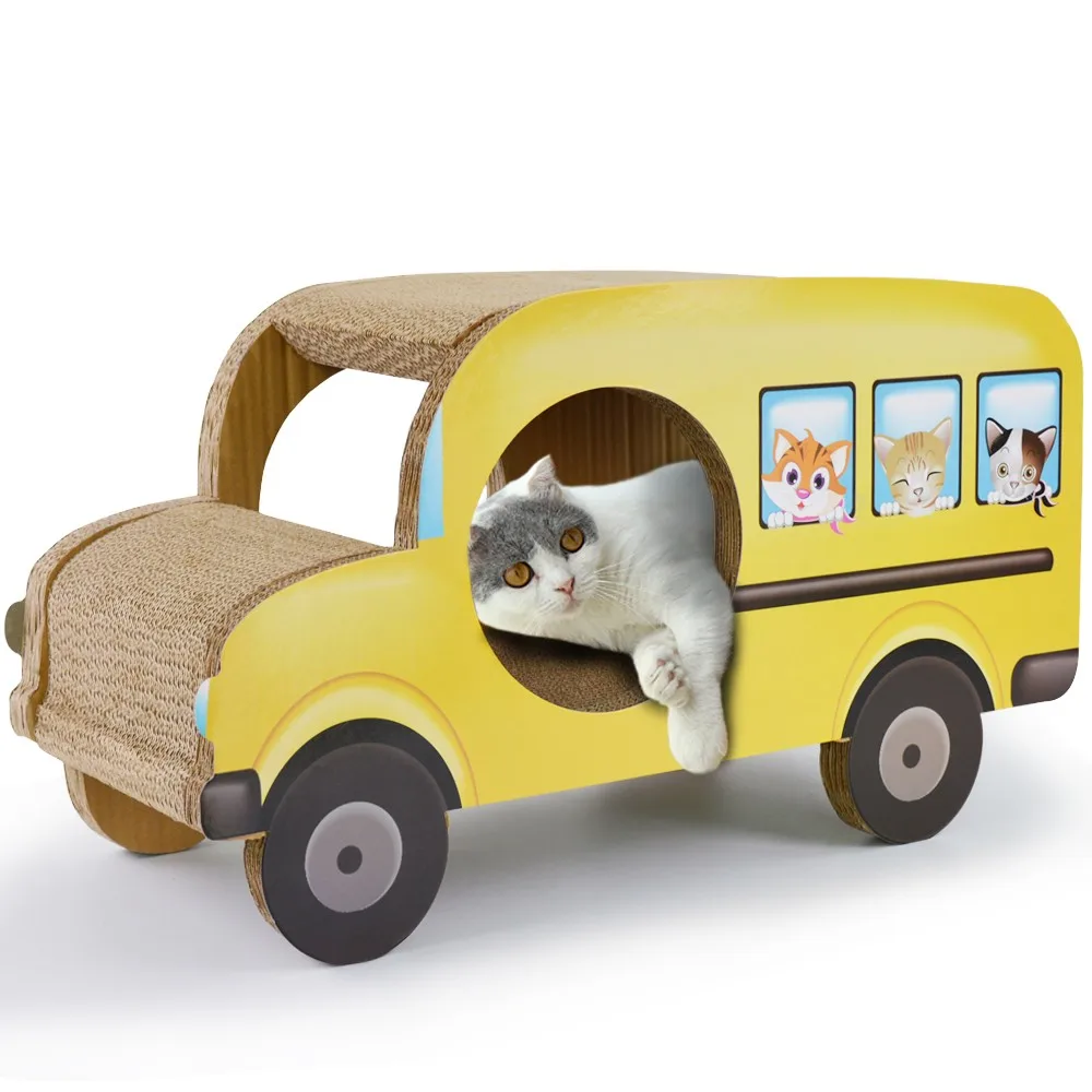 icLe Cat Products Car Shaped House Boxes IC 0040 pink ice cream car free catnip Carton Corrugated Paper Cardboard Cat Scratch Alibaba