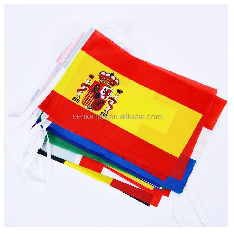 Spain country mini flags bunting hot selling popular advertising outdoor holiday bunting