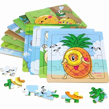 YF-X3023 plywood fruits jigsaw game board set wholesale educational wooden toys 16pcs wooden jigsaw puzzle