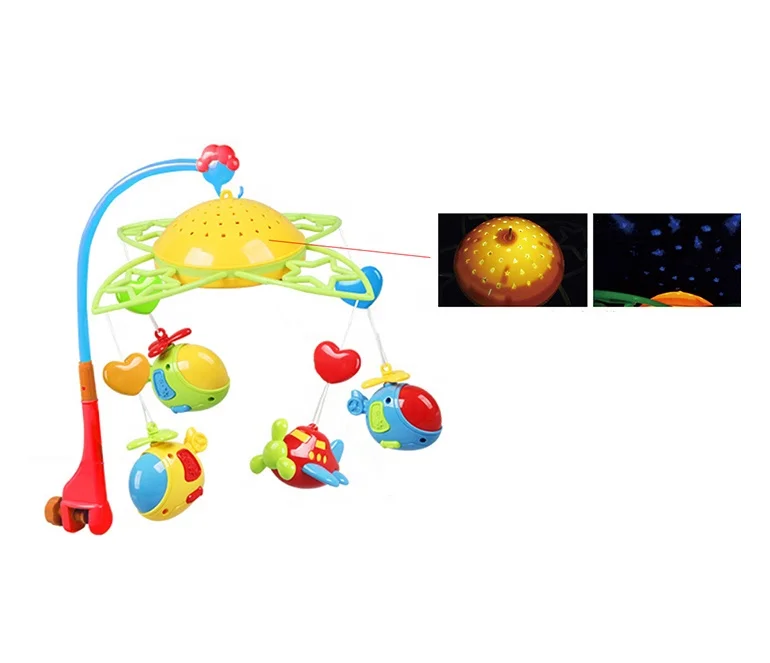 Вращающийся детский музыкальный колокольчик с проекцией для кроватки и самолета