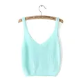 2016 Summer New Fashion Women White Cropped Black Knitted Loose Crop Tops Casual Strap Knitting Cotton