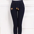 Plus Size 2016 Fashion Women Pencil Pants High Elasticity Leisure High Quality Feet Pants Navy Blue