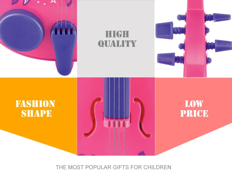 Зарубежный музыкальный инструмент на батарейках детская розовая игрушечная скрипка Лидер продаж