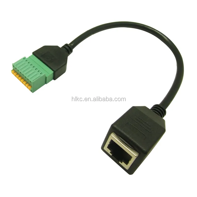 High Quality Ethernet RJ45 Female Plug to AV 8 Pin Screw Terminal Adapter Block Converter