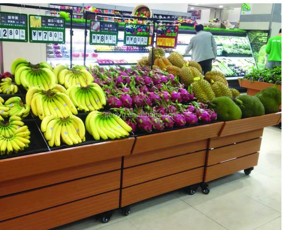XLW Fruit Display Riser High Quality Soft Plastic 2 Tier Banana Display Rack Holder Tray