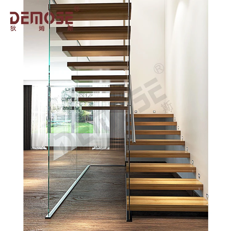 alondra Ru Autorización Source Escalera de vidrio flotante, moderna escalera colgante de madera on  m.alibaba.com