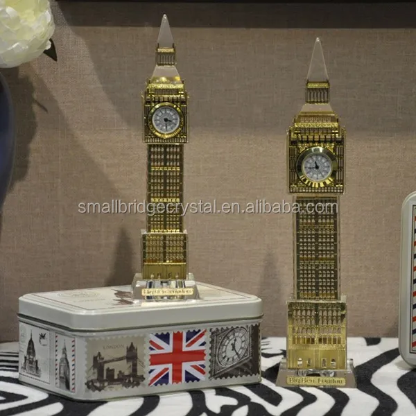 Golden Crystal Big Ben Model For UK Souvenir