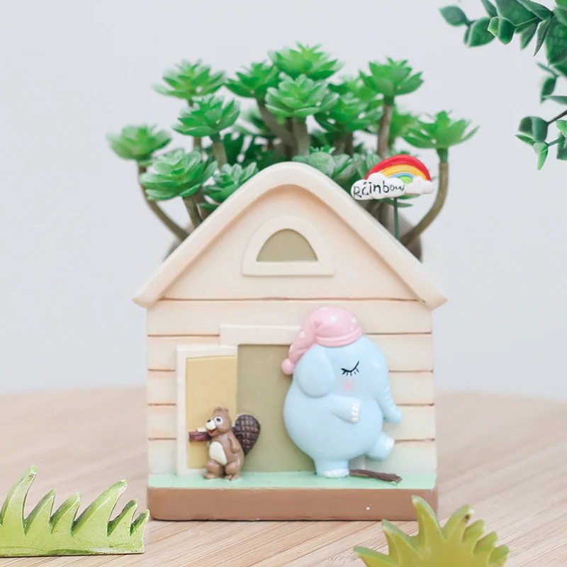 Лидер продаж цветочный горшок Roogo из смолы с милыми мультяшными