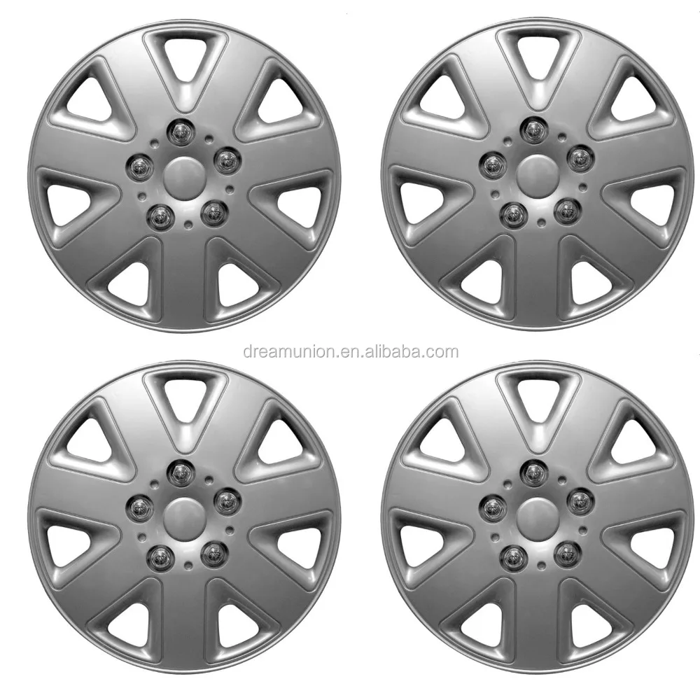 Chase 14" Car Wheel Trims Hub Caps Plastic Covers Set of 4 Silver Universal 