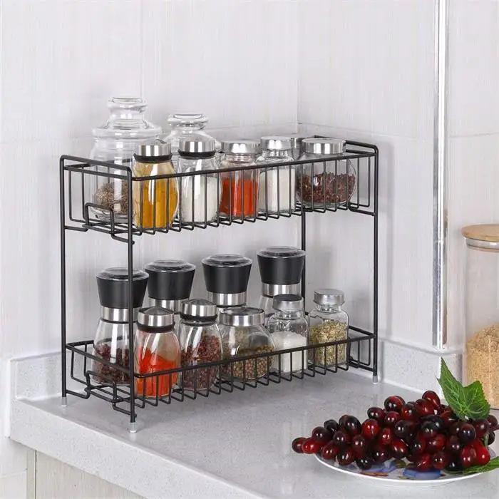 2 livelli spice rack organizzatore controsoffitto nero cucina organizzatore  cucina controsoffitto dispensa spezia cremagliere