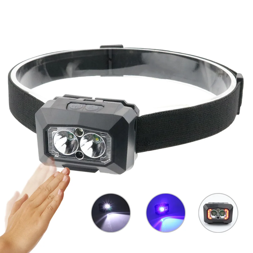 Portable 3 modes usb headlamp led rechargeable sensor control 18650 headlamp outdoor