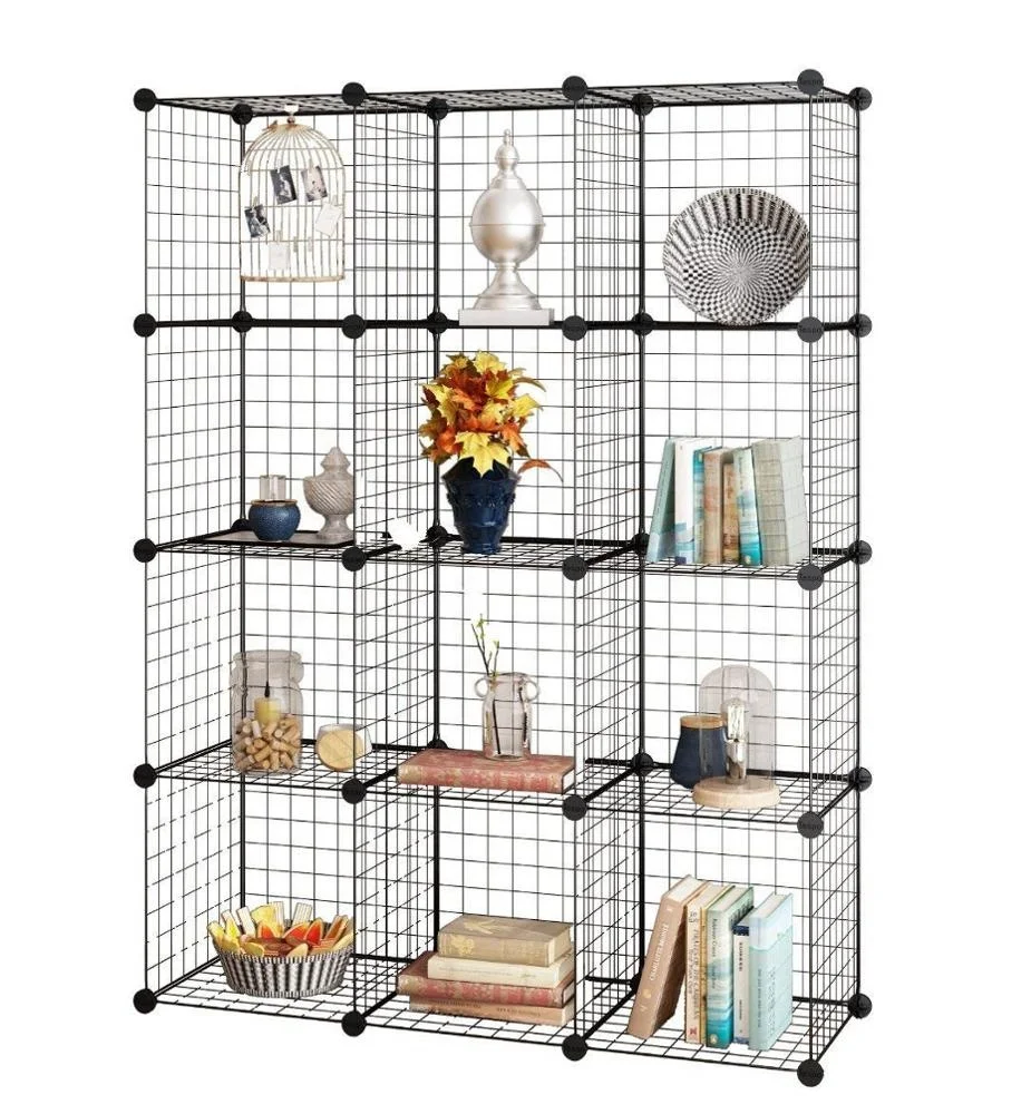 12Cube Metal Grids Storage Rack Multifunction Iron Grid Storage Cubes
