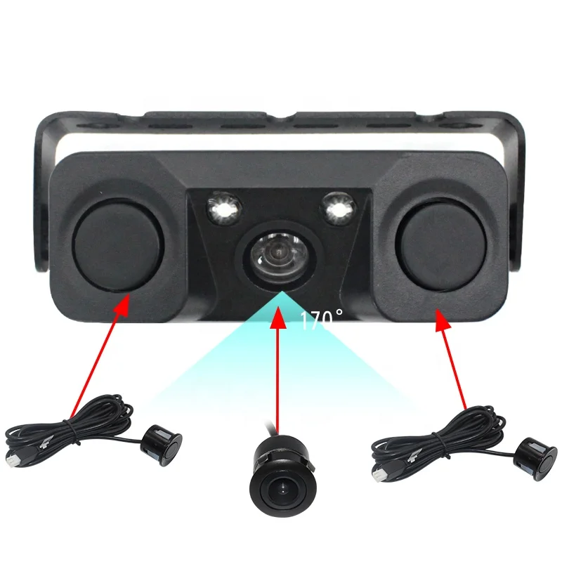 Car Rear View Camera DC12V Reversing Parking System Rearview Monitor Waterproof Night Vision Backup Camera with 2 Sensors