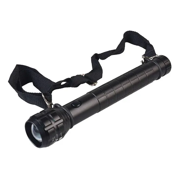 battery compartment on tactical police heavy duty 3w rechargeable flashlight Matt Black 3W LED 3D Batteries Torch Zoom Flashlight Led With Nylon Strap